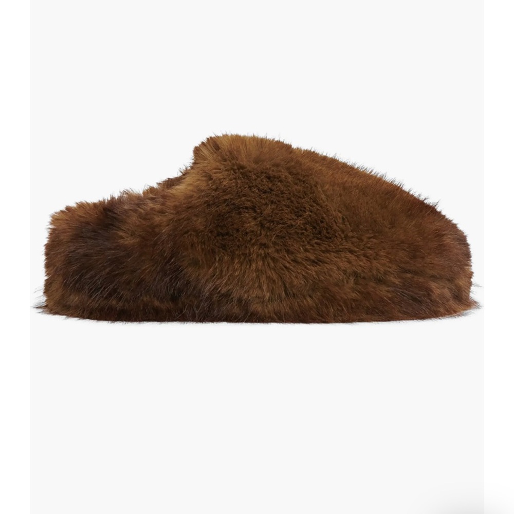 Apparis Brown Faux Fur Slippers